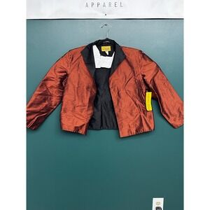 Painted Pony Vintage Copper Metallic Blazer Jacket Open Front Womens Large NWT